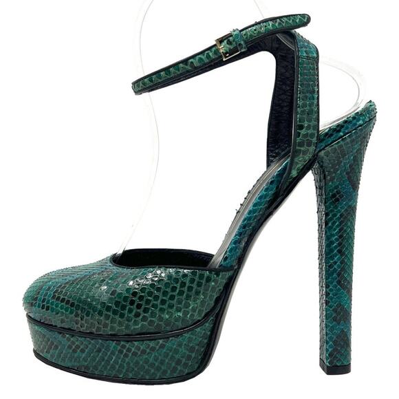 Gucci Blue-Green Python Platform Heels – Size 38 - Picture 1 of 11